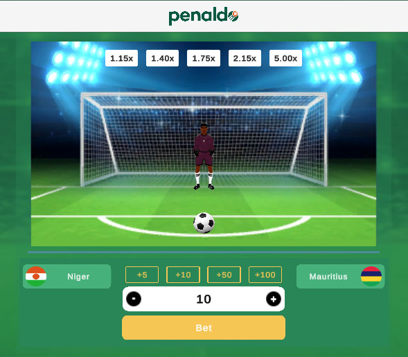 Goal Free Play practice mode in Penaldo on Betway for beginners