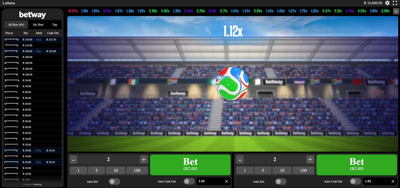 Laduma soccer crash game Place a bet