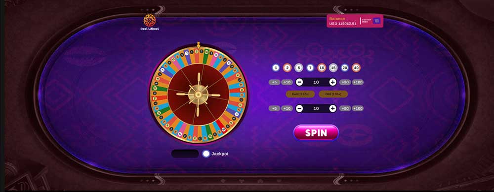 Reel Wheel Slot Game interface showing spinning reels and symbols on Betway